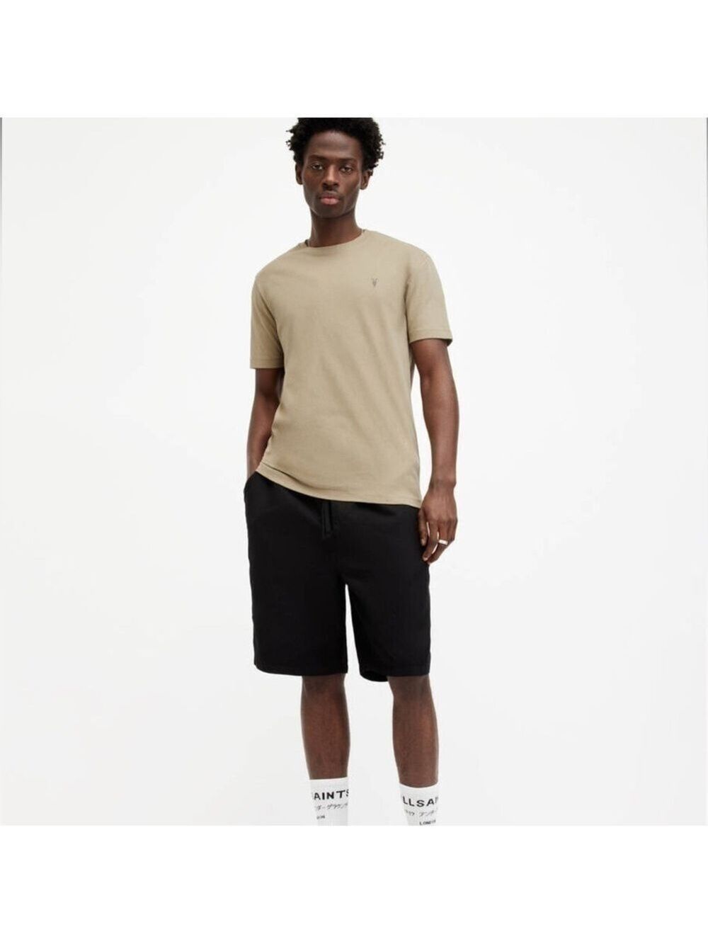 All Saints Brace Brushed Cotton Crew Neck T-Shirt: Moorland Brown